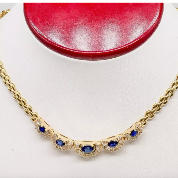 Jewelry - NATURAL 7CT SAPPHIRE DIAMOND 17" NECKLACE!! $15K!